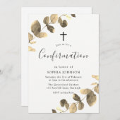 Golden Leaf Religious Celebration Bevestiging Inv Kaart (Voorkant / Achterkant)