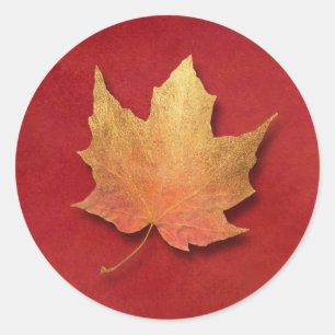 Golden Leaf Ronde Sticker
