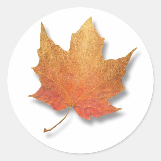 Golden Leaf Ronde Sticker (Voorkant)