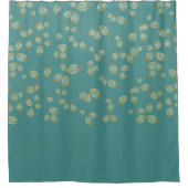 Golden Leaf Shower Curtain in het Blauwgroen Douchegordijn (Voorkant)