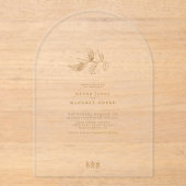 Golden Leaf Wedding Gold/Burgundy ID655 Acryl Uitnodigingen (Voorkant)