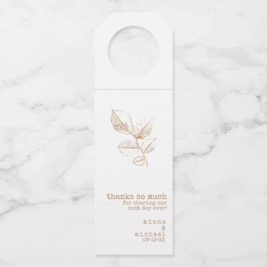 Golden Leaf Wedding ID655 Flessenhanger (Voorkant)