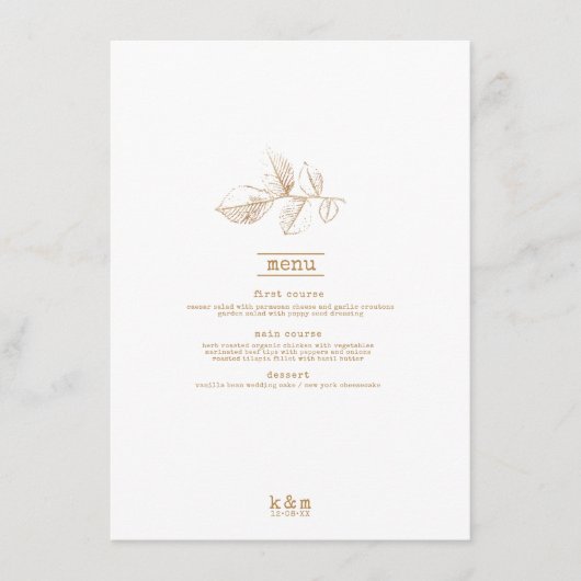 Golden Leaf Wedding ID655 Menu (Voorkant)