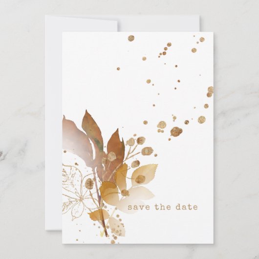 Golden Leaf Wedding ID655 Save The Date (Achterkant)