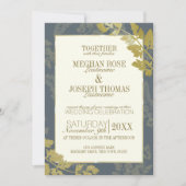 Golden Leaf Woodland Elegance Botanische bruiloft Kaart (Voorkant)