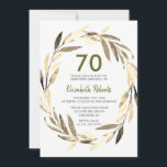 Golden Leaf Wreath 70th Birthday Party Invitation Kaart<br><div class="desc">Golden Leaf Wreath 70th Birthday Party Invitation Matching collectie in Niche and Nest store. Kunstwerk: www.EssemCreatives.etsy.com</div>