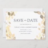 Golden Leaf Wreath Elegant Herfst Autumn Wedding Save The Date (Voorkant)