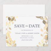 Golden Leaf Wreath Elegant Herfst Autumn Wedding Save The Date (Voorkant / Achterkant)