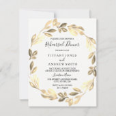 Golden Leaf Wreath Elegant Rehearsal Dinner Kaart (Voorkant)