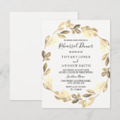Golden Leaf Wreath Elegant Rehearsal Dinner Kaart (Voorkant / Achterkant)