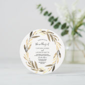 Golden Leaf Wreath Elegant Wedding Kaart (Staand voorkant)