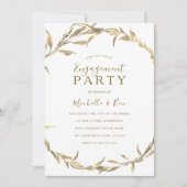Golden Leaf Wreath Engagement Party Kaart (Voorkant)