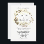 Golden Leaf Wreath Wedding Invitation Kaart<br><div class="desc">Golden Leaf Wreath Wedding Invitation Forest Wreated Lead Wedding Invitation Elegant Modern Design</div>