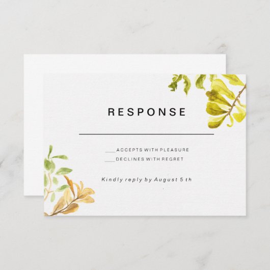 Golden Leafy Bower Wedding RSVP (Voorkant / Achterkant)