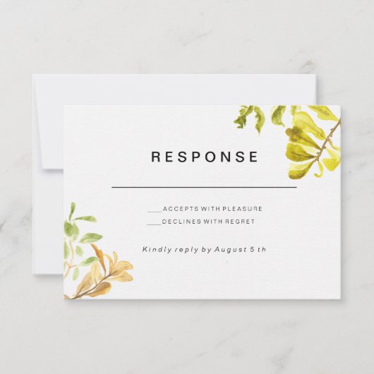 Golden Leafy Bower Wedding RSVP Kaartje (Voorkant)