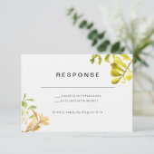 Golden Leafy Bower Wedding RSVP Kaartje (Staand voorkant)