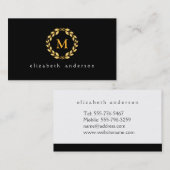  Golden Leaved Roman Wreatmonogram - zwart Visitekaartje (Voorkant / Achterkant)