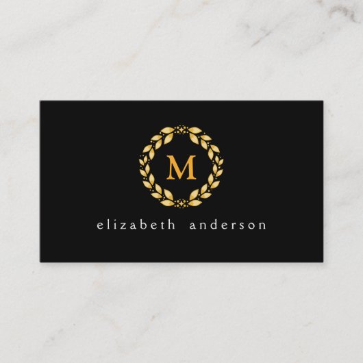  Golden Leaved Roman Wreatmonogram - zwart Visitekaartje (Voorkant)
