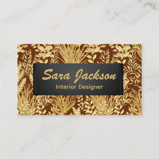 Golden Leaves and Grass Interior Design Artist Visitekaartje (Voorkant)