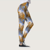Golden Leaves Blue Sky Natuur Pattern Leggings (Rechts)