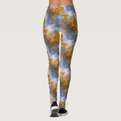 Golden Leaves Blue Sky Natuur Pattern Leggings (Achterkant)