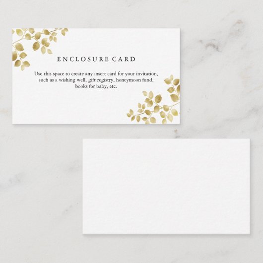 Golden Leaves Branch Elegant Enclosure Card Visitekaartje (Voorkant / Achterkant)