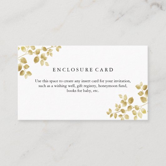 Golden Leaves Branch Elegant Enclosure Card Visitekaartje (Voorkant)