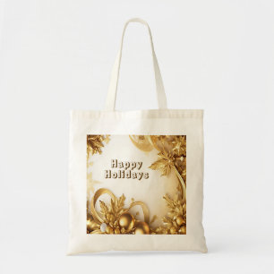 Golden Leaves Christmas Holiday Canvas tas