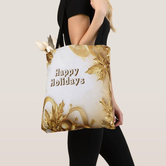 Golden Leaves Christmas Holiday Canvas tas (Dichtbij)