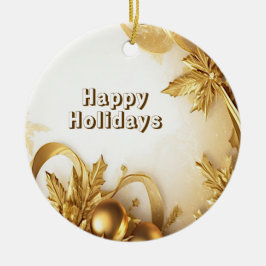 Golden Leaves Christmas Holiday Ornament