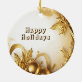 Golden Leaves Christmas Holiday Ornament (Achterkant)