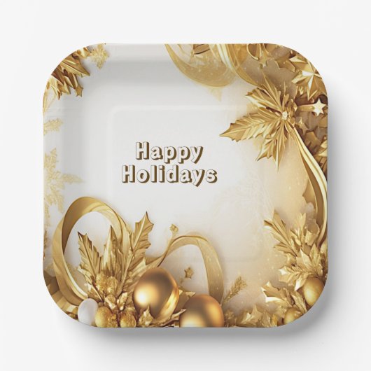 Golden Leaves Christmas Holiday Paper Bord (Voorkant)