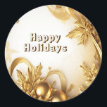 Golden Leaves Christmas Holiday Sticker<br><div class="desc">Mooie Golden Leaves Christmas Holiday Sticker</div>