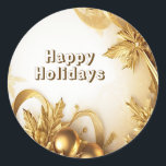 Golden Leaves Christmas Holiday Sticker<br><div class="desc">Mooie Golden Leaves Christmas Holiday Sticker</div>