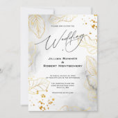 Golden Leaves Elegant Huwelijksuitnodiging Kaart (Voorkant)