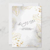 Golden Leaves Elegant Huwelijksuitnodiging Kaart (Achterkant)