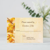 Golden Leaves Fall Wedding Party Uitnodiging RSVP (Staand voorkant)