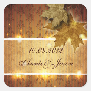 Golden Leaves glamoureuze herfst bruiloft gunst Vierkante Sticker