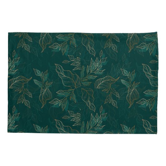 Golden Leaves Hand Drawn Line Art Kussensloop (Achterkant)