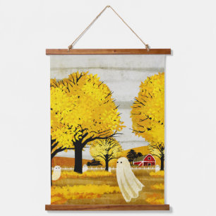 Golden Leaves Hangend Wandkleed