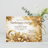 Golden Leaves Kerst Feest Vakantie uitnodiging (Staand voorkant)