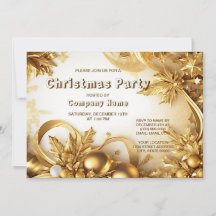 Golden Leaves Kerst Feest Vakantie uitnodiging