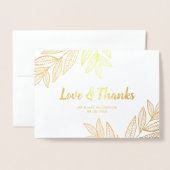 Golden Leaves Liefde & Bedankt Trouwfoto Folie Kaarten (Voorkant met envelop)