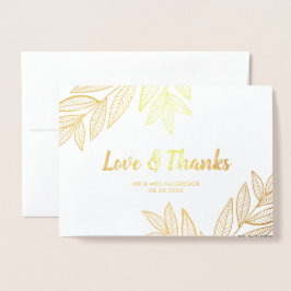 Golden Leaves Liefde & Bedankt Trouwfoto Folie Kaarten