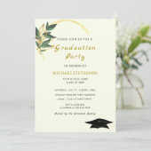 Golden Leaves Lijst Graduation Party Invitation (Staand voorkant)