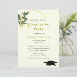 Golden Leaves Lijst Graduation Party Invitation