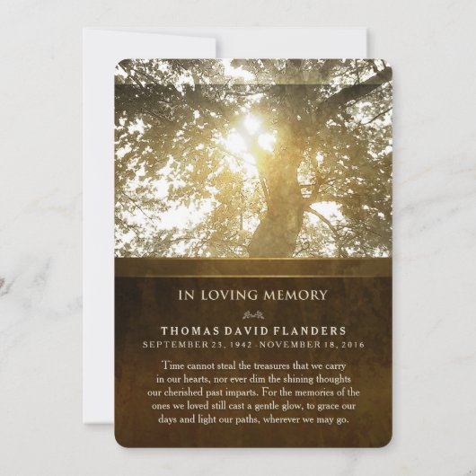Golden Leaves Nostalgia Memorial Service Invite Kaart (Achterkant)