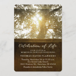 Golden Leaves Nostalgia Memorial Service Invite Kaart