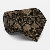 Golden Leaves over Black Background Elegant Stropdas (Opgerold)