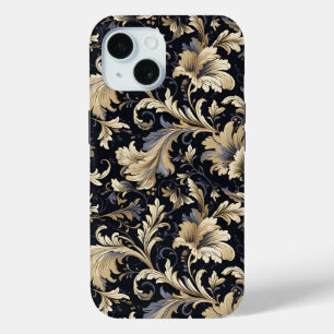 Golden Leaves Pattern iPhone 15 Case